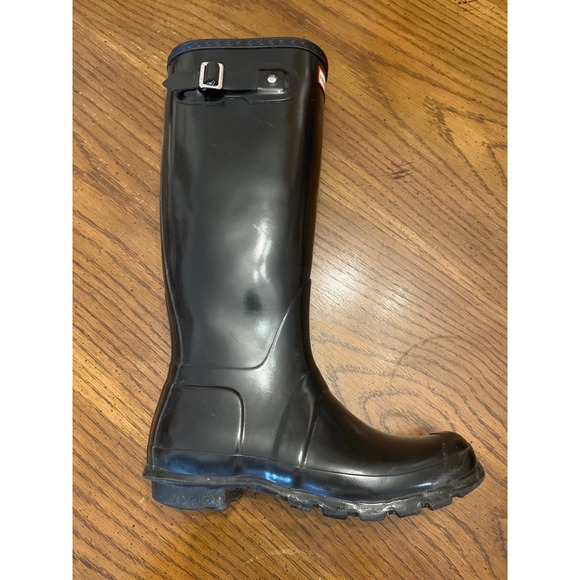Hunter Original Tall Gloss Black Rubber Rain Boots Women US 7 UK 5 EU 38 - Picture 10 of 15